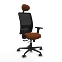 Zulema traslack malla negra similpiel marrón brazos 2D base nailon cabecero fijo ruedas 65mm nailon