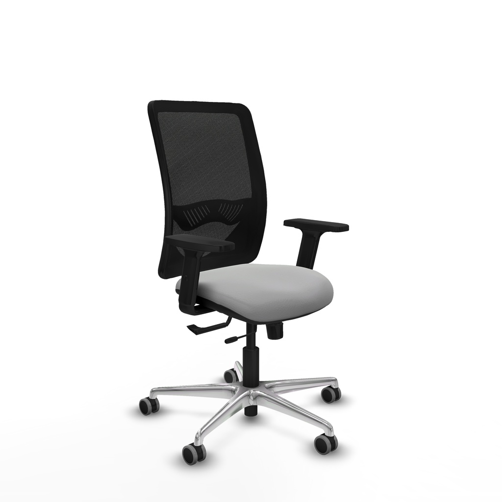 Zulema traslack malla negra similpiel gris claro brazos 2D base aluminio  ruedas 65mm engomadas
