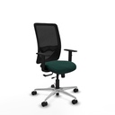 Zulema traslack malla negra similpiel verde botella brazos 1D base aluminio  ruedas 65mm nailon