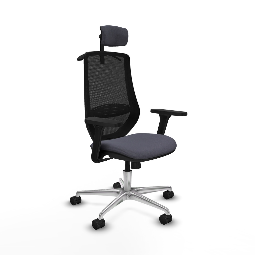Mardos sincro bali gris oscuro brazos 3D base aluminio ruedas 65mm nailon cabecero 2D perchero