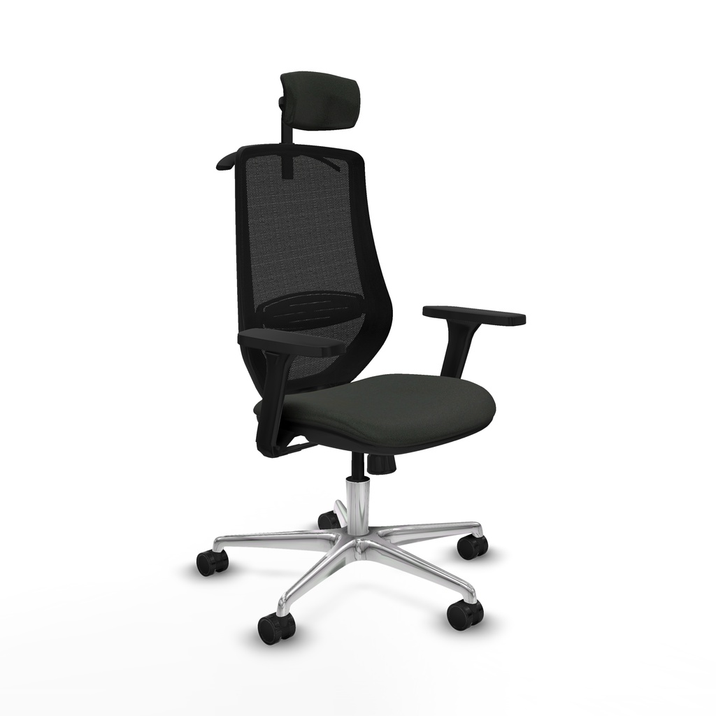 Mardos sincro bali negro brazos 3D base aluminio ruedas 65mm nailon cabecero 2D perchero