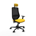 Mardos sincro similpiel amarillo brazos 1D base nailon ruedas 65mm nailon cabecero 2D