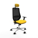 Mardos sincro similpiel amarillo brazos 1D base aluminio ruedas 65mm nailon cabecero 2D
