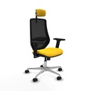 Mardos sincro similpiel amarillo brazos 2D base aluminio ruedas 65mm nailon cabecero 2D