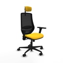 Mardos sincro similpiel amarillo brazos 3D base nailon ruedas 65mm nailon cabecero 2D