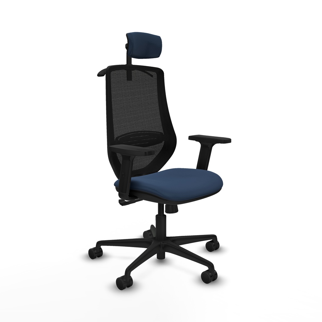 Mardos sincro similpiel azul marino brazos 2D base nailon ruedas 65mm nailon cabecero 2D perchero