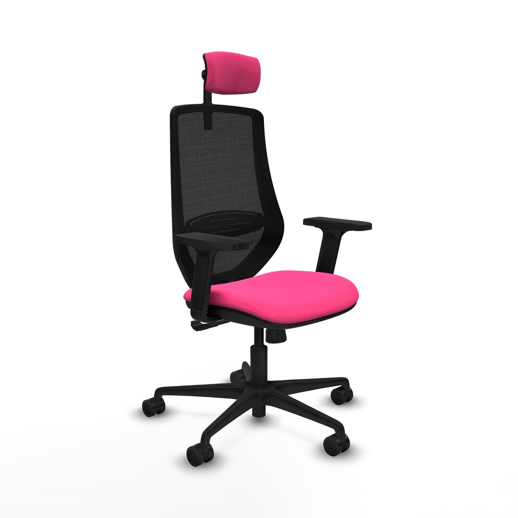 Mardos sincro similpiel rosa brazos 2D base nailon ruedas 65mm nailon cabecero 2D