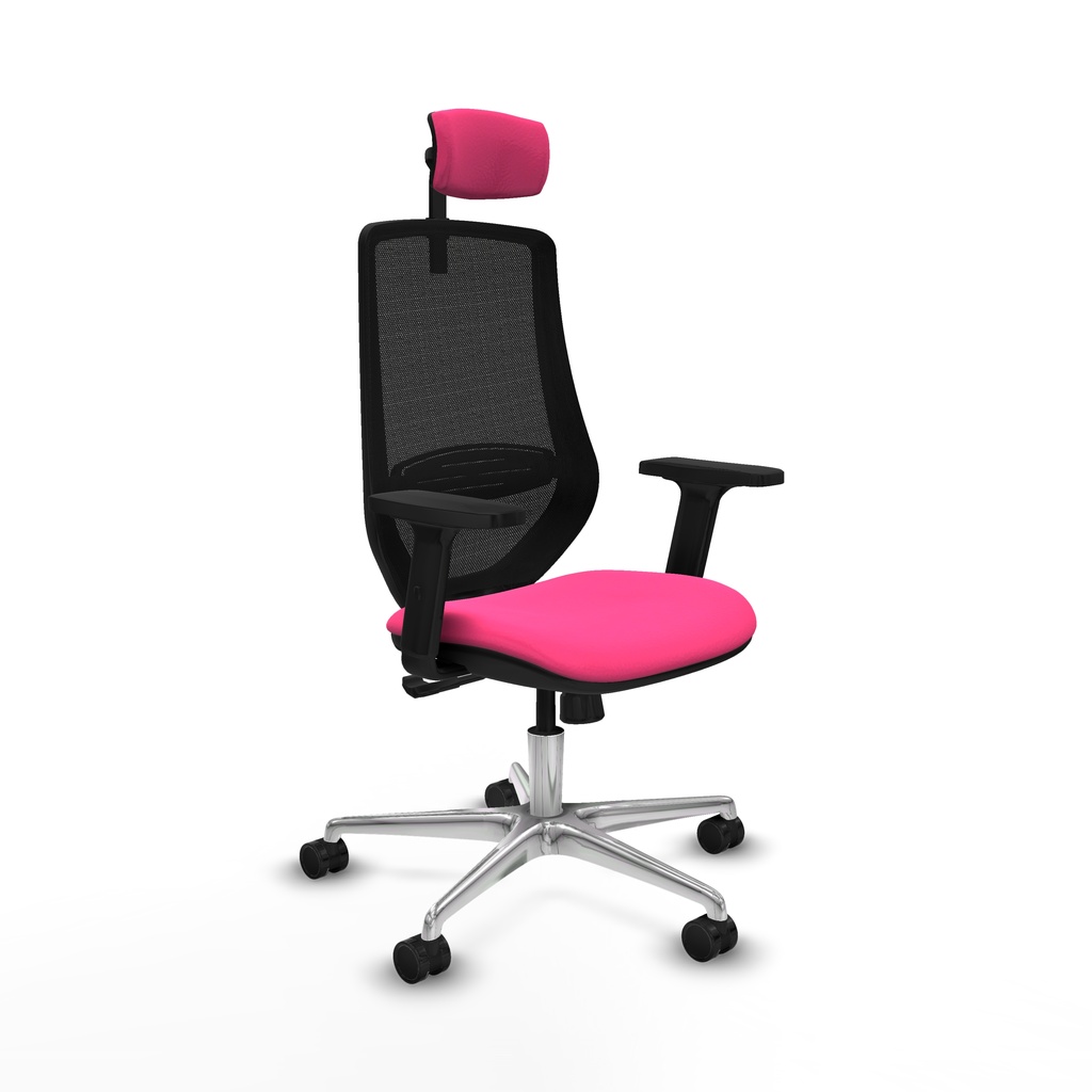 Mardos sincro similpiel rosa brazos 2D base aluminio ruedas 65mm nailon cabecero 2D