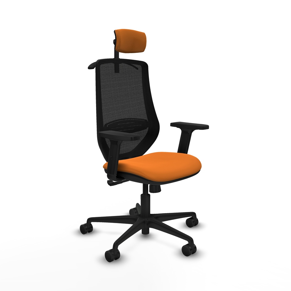 Mardos sincro similpiel naranja brazos 2D base nailon ruedas 65mm nailon cabecero 2D perchero