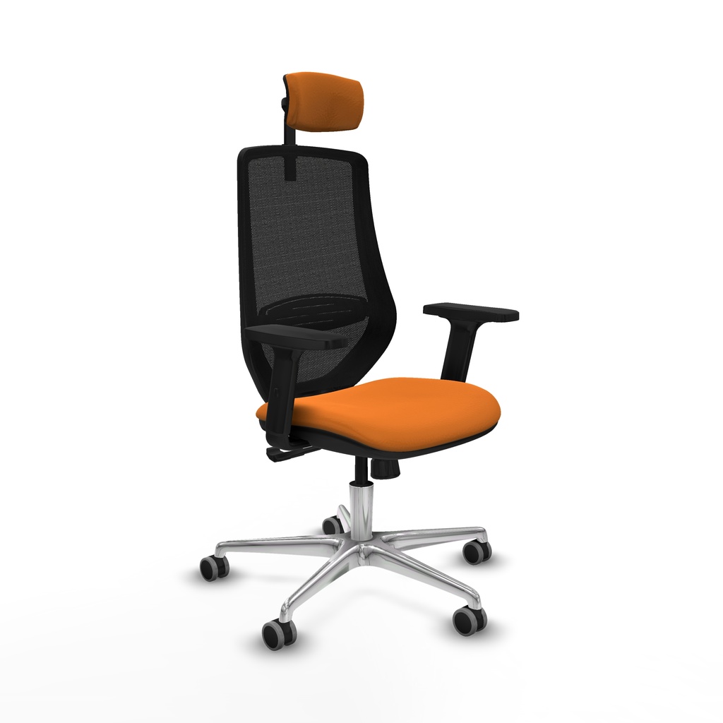 Mardos sincro similpiel naranja brazos 2D base aluminio ruedas 65mm engomadas cabecero 2D