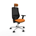 Mardos sincro similpiel naranja brazos 2D base aluminio ruedas 65mm nailon cabecero 2D