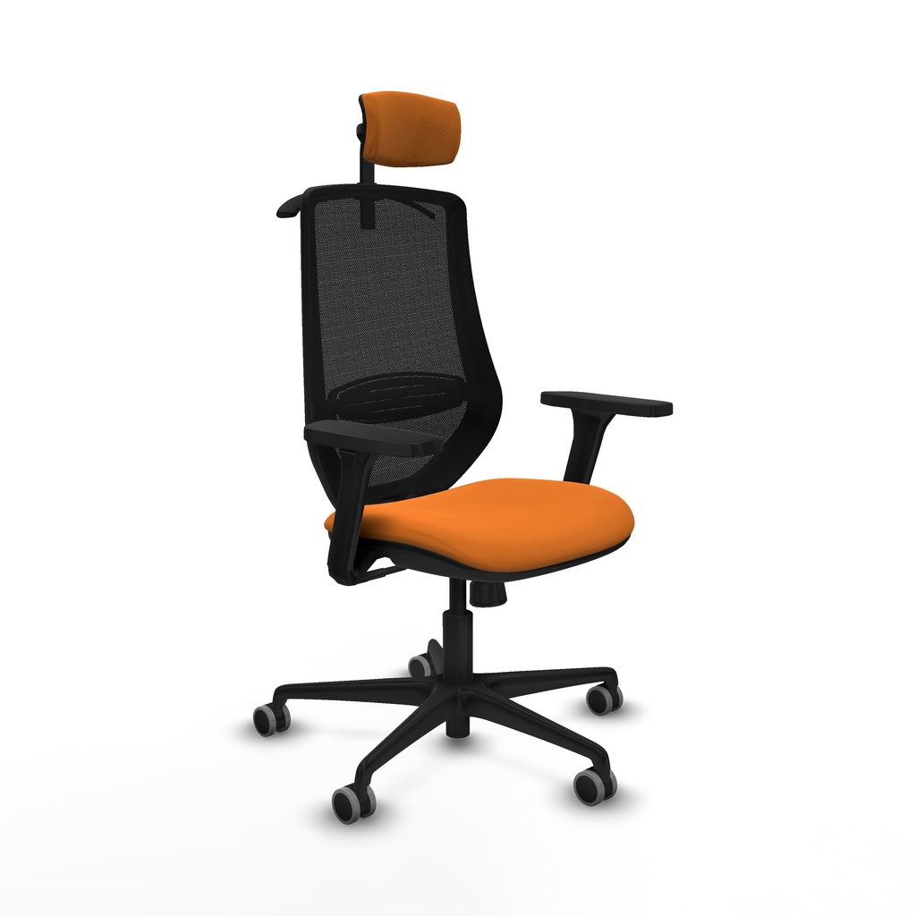 Mardos sincro similpiel naranja brazos 3D base nailon ruedas 65mm engomadas cabecero 2D perchero