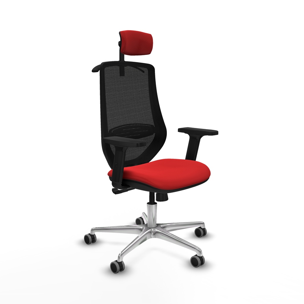 Mardos sincro similpiel rojo brazos 2D base aluminio ruedas 65mm engomadas cabecero 2D perchero