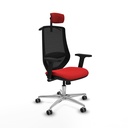 Mardos sincro similpiel rojo brazos 2D base aluminio ruedas 65mm engomadas cabecero 2D perchero