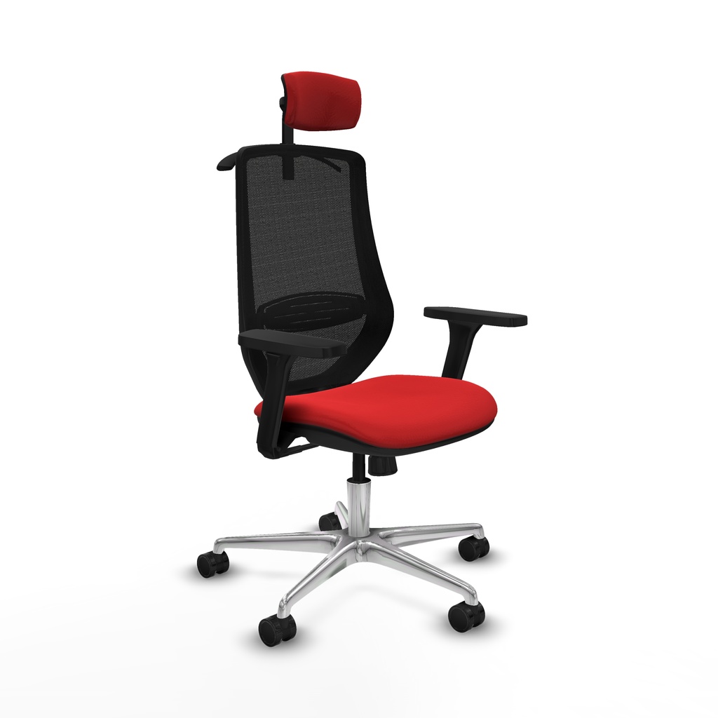 Mardos sincro similpiel rojo brazos 3D base aluminio ruedas 65mm nailon cabecero 2D perchero