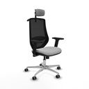 Mardos sincro similpiel gris claro brazos 2D base aluminio ruedas 65mm engomadas cabecero 2D perchero