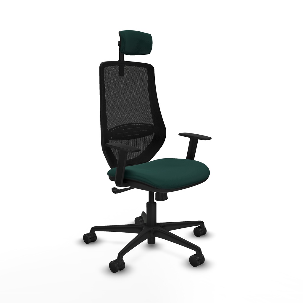 Mardos sincro similpiel verde botella brazos 1D base nailon ruedas 65mm nailon cabecero 2D