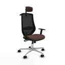 Mardos sincro similpiel marrón oscuro brazos 1D base aluminio ruedas 65mm nailon cabecero 2D perchero