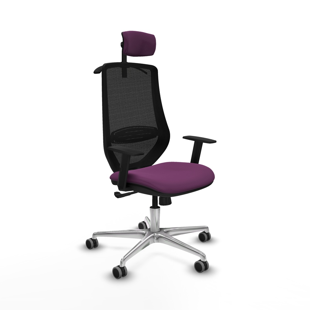 Mardos sincro similpiel morado brazos 1D base aluminio ruedas 65mm engomadas cabecero 2D perchero