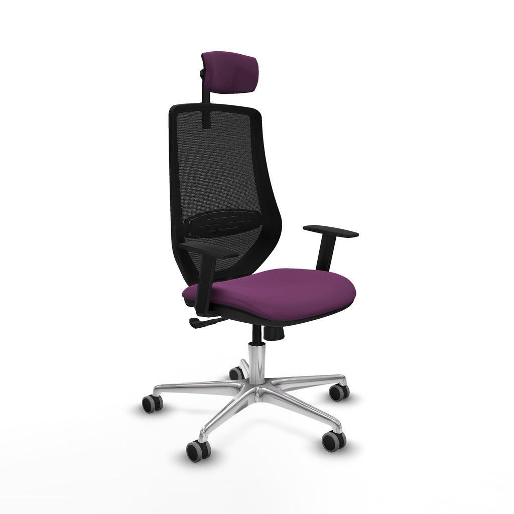 Mardos sincro similpiel morado brazos 1D base aluminio ruedas 65mm engomadas cabecero 2D