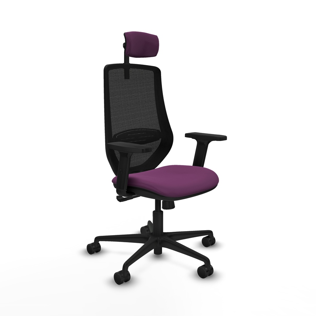 Mardos sincro similpiel morado brazos 2D base nailon ruedas 65mm nailon cabecero 2D
