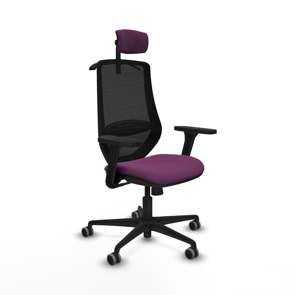 Mardos sincro similpiel morado brazos 3D base nailon ruedas 65mm engomadas cabecero 2D perchero