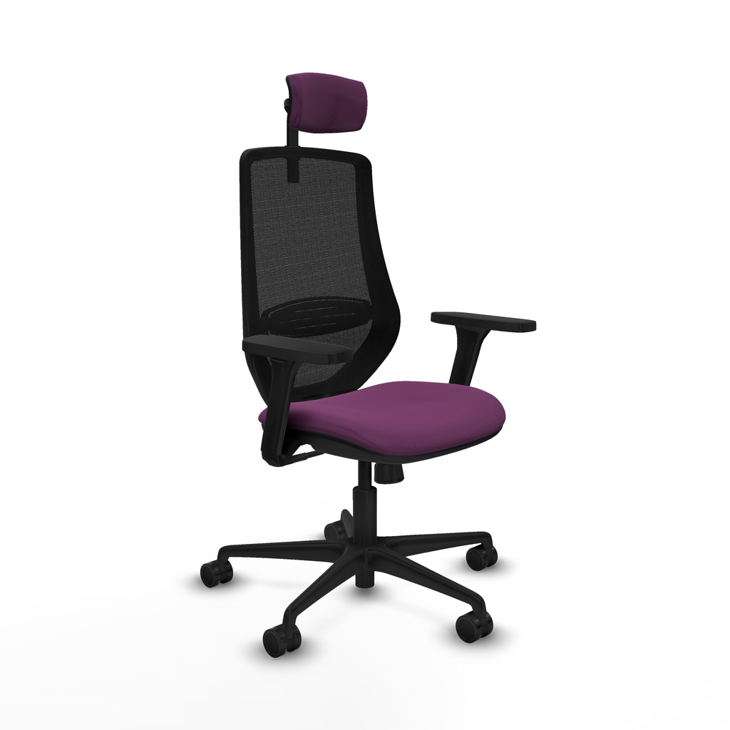 Mardos sincro similpiel morado brazos 3D base nailon ruedas 65mm nailon cabecero 2D