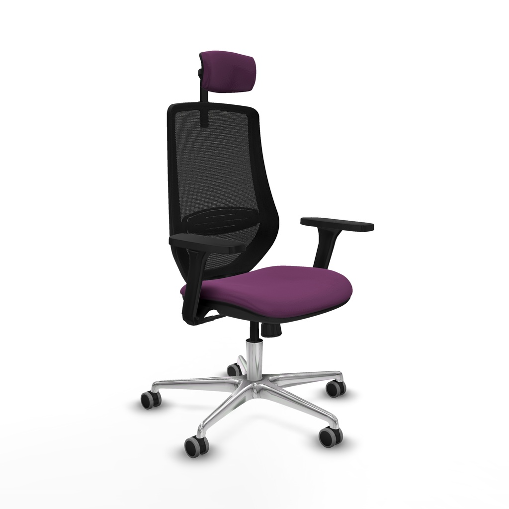 Mardos sincro similpiel morado brazos 3D base aluminio ruedas 65mm engomadas cabecero 2D