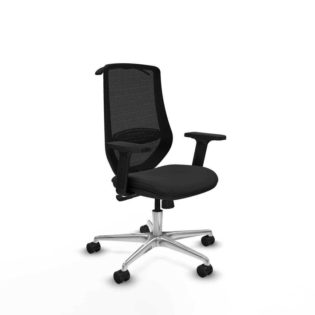 Mardos sincro similpiel negro brazos 2D base aluminio ruedas 65mm nailon perchero