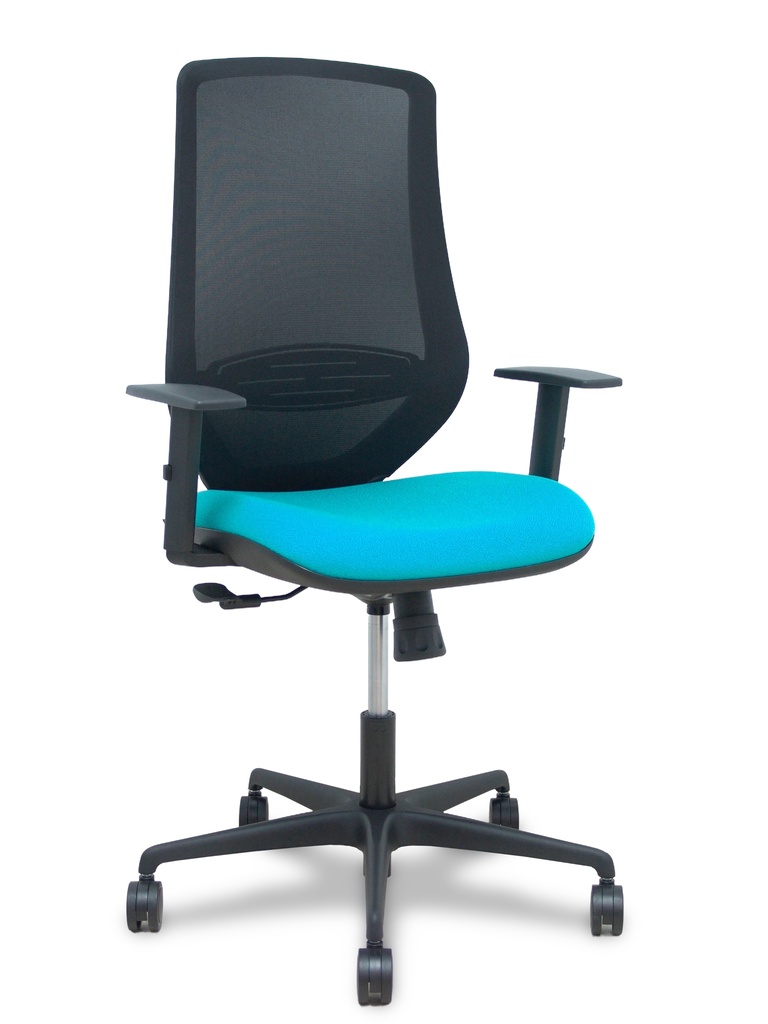 Silla Mardos sincro malla negra bali turquesa brazo regulable