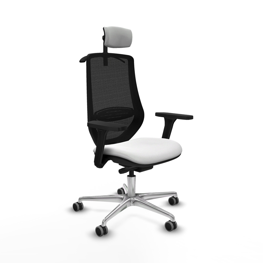 Mardos traslack bali blanco brazos 3D base aluminio ruedas 65mm engomadas cabecero 2D perchero