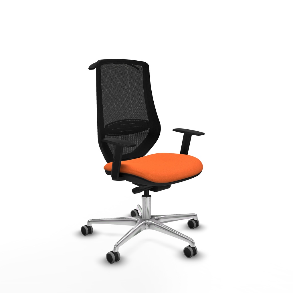 Mardos traslack bali naranja brazos 1D base aluminio ruedas 65mm engomadas perchero