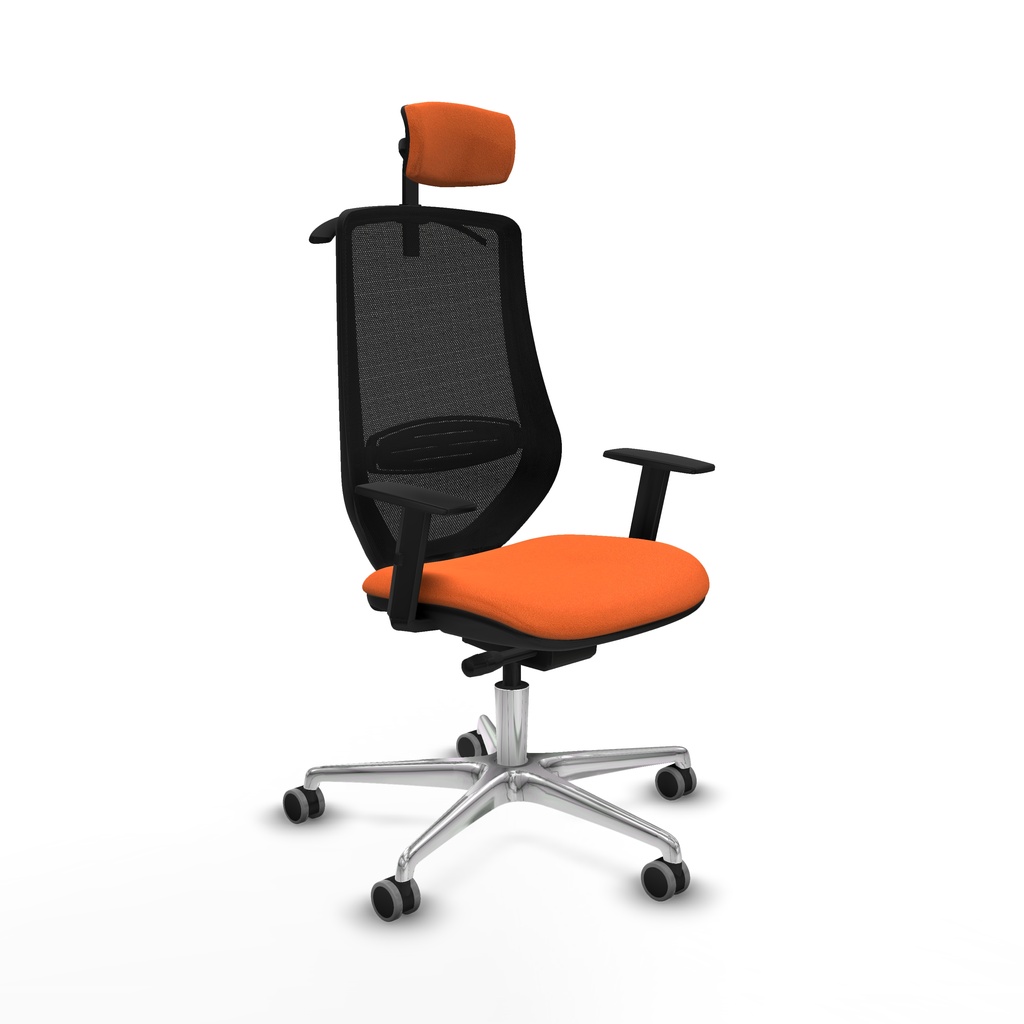 Mardos traslack bali naranja brazos 1D base aluminio ruedas 65mm engomadas cabecero 2D perchero