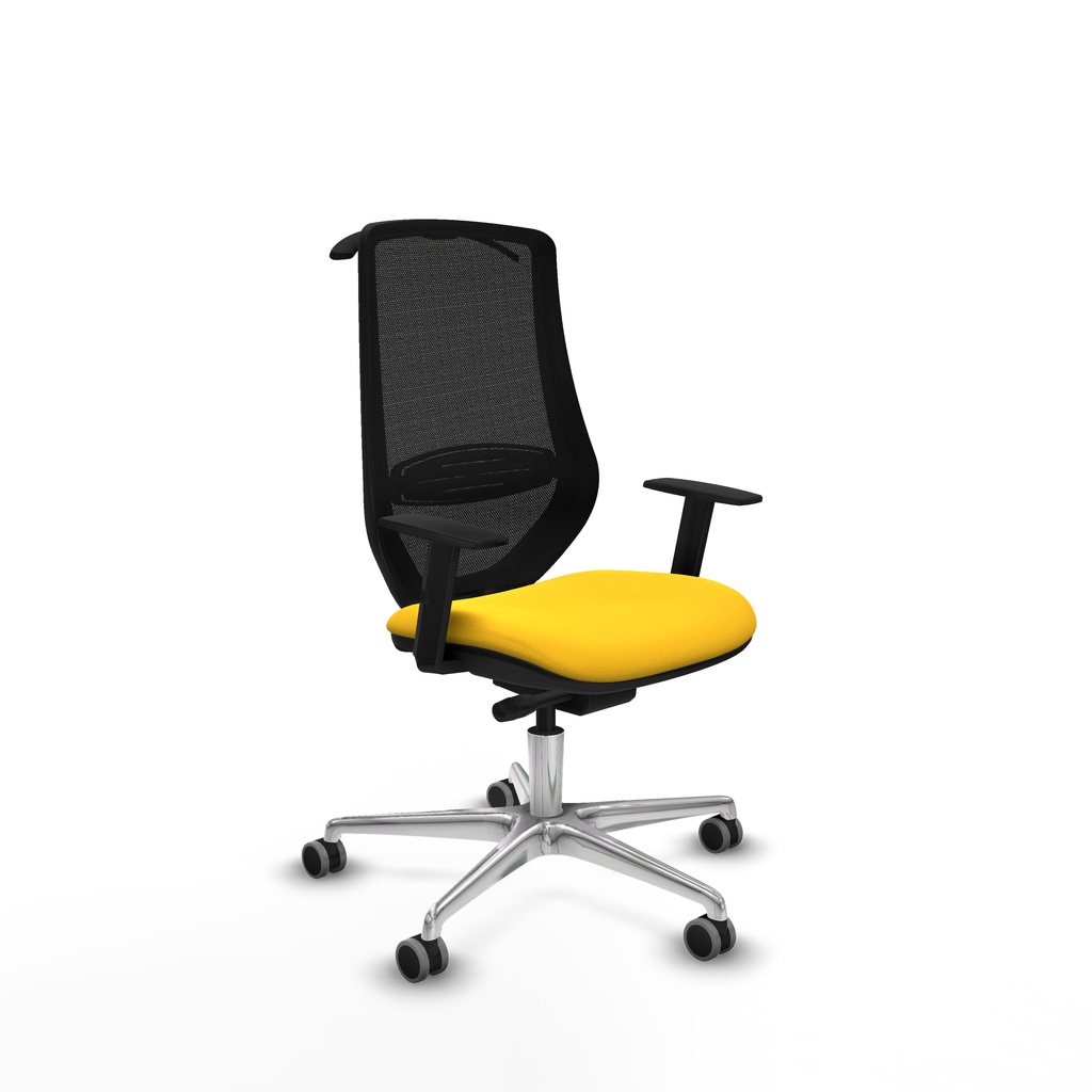 Mardos traslack similpiel amarillo brazos 1D base aluminio ruedas 65mm engomadas perchero