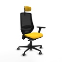 Mardos traslack similpiel amarillo brazos 3D base nailon ruedas 65mm engomadas cabecero 2D