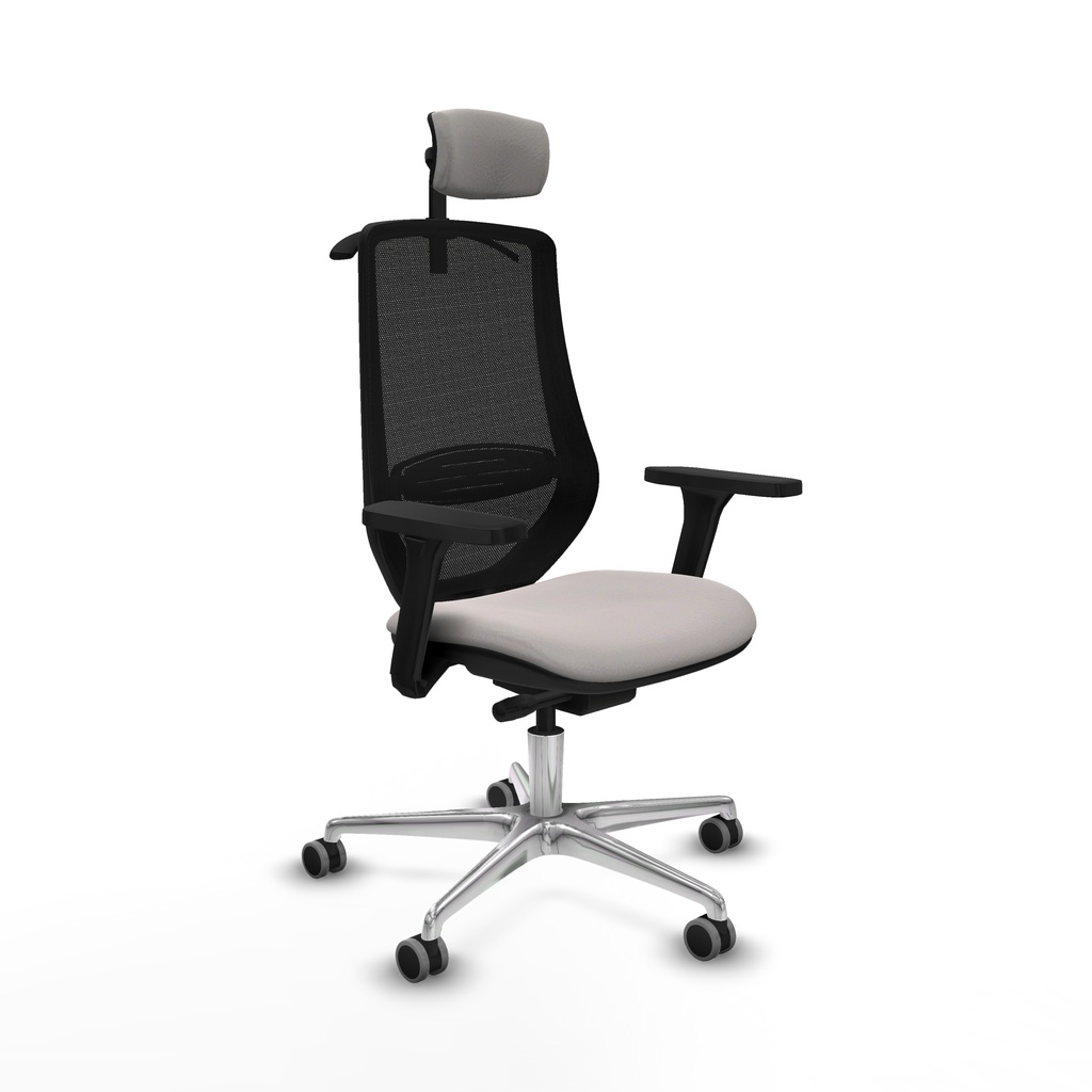 Mardos traslack similpiel blanco brazos 3D base aluminio ruedas 65mm engomadas cabecero 2D perchero