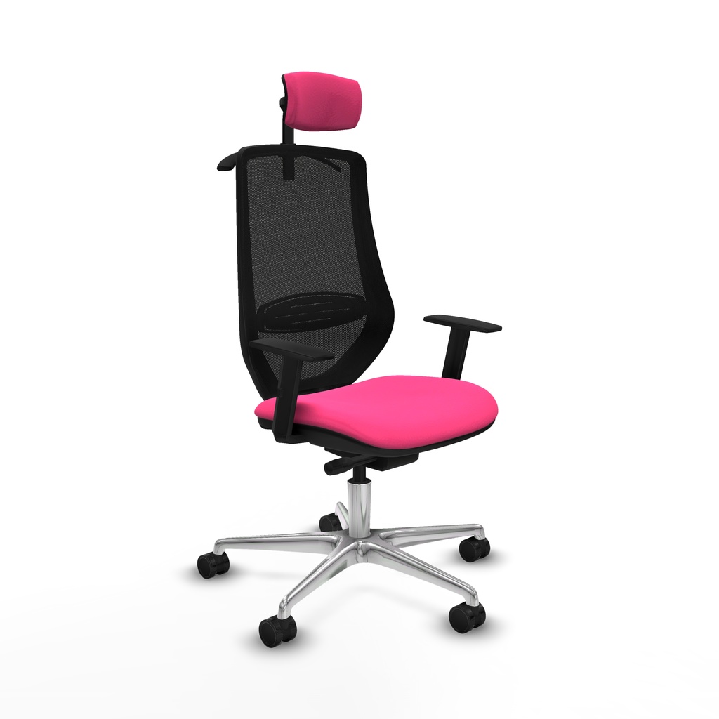 Mardos traslack similpiel rosa brazos 1D base aluminio ruedas 65mm nailon cabecero 2D perchero