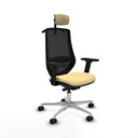 Mardos traslack similpiel crema brazos 2D base aluminio ruedas 65mm nailon cabecero 2D perchero