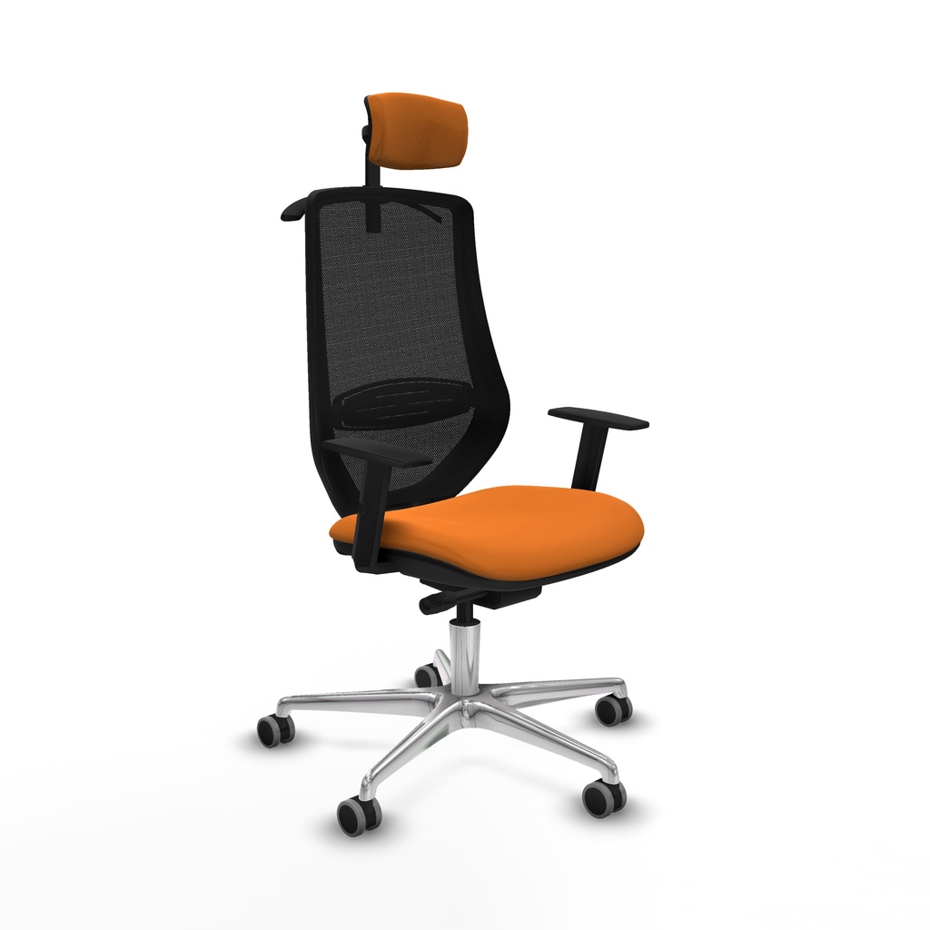 Mardos traslack similpiel naranja brazos 1D base aluminio ruedas 65mm engomadas cabecero 2D perchero