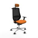 Mardos traslack similpiel naranja brazos 1D base aluminio ruedas 65mm engomadas cabecero 2D perchero