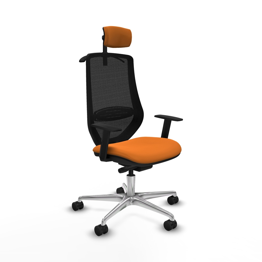 Mardos traslack similpiel naranja brazos 1D base aluminio ruedas 65mm nailon cabecero 2D perchero
