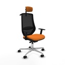 Mardos traslack similpiel naranja brazos 1D base aluminio ruedas 65mm nailon cabecero 2D perchero