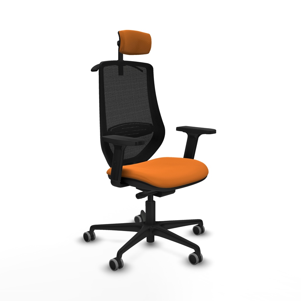 Mardos traslack similpiel naranja brazos 2D base nailon ruedas 65mm engomadas cabecero 2D perchero