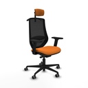 Mardos traslack similpiel naranja brazos 2D base nailon ruedas 65mm engomadas cabecero 2D perchero