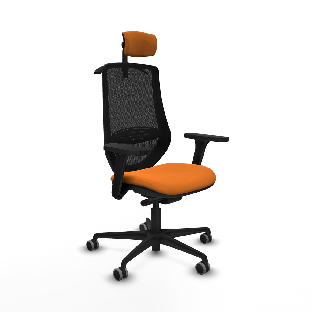 Mardos traslack similpiel naranja brazos 3D base nailon ruedas 65mm engomadas cabecero 2D perchero