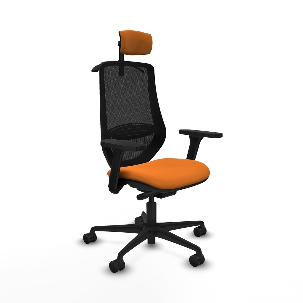 Mardos traslack similpiel naranja brazos 3D base nailon ruedas 65mm nailon cabecero 2D perchero