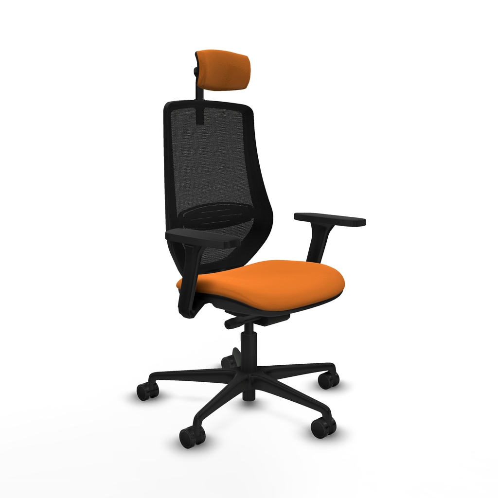 Mardos traslack similpiel naranja brazos 3D base nailon ruedas 65mm nailon cabecero 2D