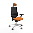 Mardos traslack similpiel naranja brazos 3D base aluminio ruedas 65mm engomadas cabecero 2D