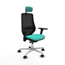 Mardos traslack similpiel turquesa brazos 3D base aluminio ruedas 65mm nailon cabecero 2D