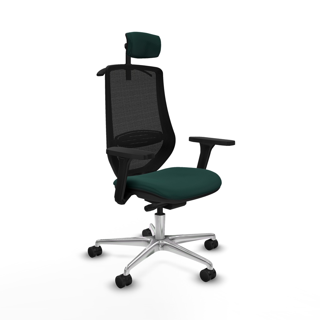 Mardos traslack similpiel verde botella brazos 3D base aluminio ruedas 65mm nailon cabecero 2D perchero